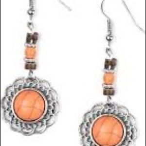 Silver and orange dangle earrings